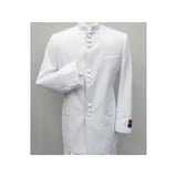 Mens Apollo King Banded Collarless suit Chinese Mandarin Wide leg AG98 White - J.Valintin Men's Wear Legend - 31653