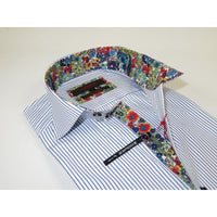 Men's Axxess Turkey Shirt 100% Cotton High Collar 224 - 11 French Cuffs Stripe - J.Valintin Men's Wear Legend - 224 - 11 White - M