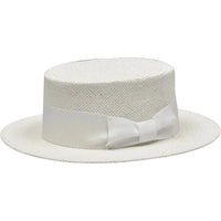 Men's Boater Skimmer Natural Straw Flat Crown GAUCHO Hat BC638 White - J.Valintin Men's Wear Legend - BC638 - White - S