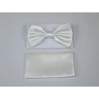 Men's Bow Tie and Hankie by J.Valintin Collection #92493 Solid Satin White - J.Valintin Men's Wear Legend - 92493