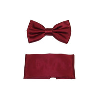 Men's Bow Tie and Hankie by J.Valintin Collection #92500 Solid Satin Wine - J.Valintin Men's Wear Legend - 92500