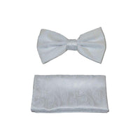 Men's Bow Tie Hankie J.Valintin Tuxedo or Business #Bt42 White Paisley - J.Valintin Men's Wear Legend - 92542