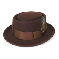 Mens Bruno Capelo Dress Hat Australian Wool Crushable Pork Pie Jazz PP101 Brown - J.Valintin Men's Wear Legend - 73756