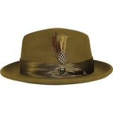 Mens Bruno Capelo Hat Australian Wool Crushable Fedora Giovani Olive Green UN111 - J.Valintin Men's Wear Legend - 73840