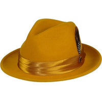 Mens Bruno Capelo Hat Australian Wool Crushable Fedora Giovani Un112 Mustard - J.Valintin Men's Wear Legend - 94530