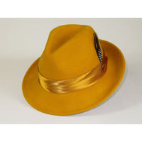 Mens Bruno Capelo Hat Australian Wool Crushable Fedora Giovani Un112 Mustard - J.Valintin Men's Wear Legend - 94530