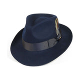 Mens Bruno Capelo Hat Australian Wool Fedora Teardrop Crown Fabio FB224 Navy - J.Valintin Men's Wear Legend - 2067