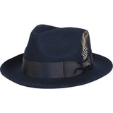 Mens Bruno Capelo Hat Australian Wool Fedora Teardrop Crown Fabio FB224 Navy - J.Valintin Men's Wear Legend - 2067