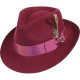 Mens Bruno Capelo Hat Australian Wool Fedora Teardrop Crown Fabio FB226 Burgundy - J.Valintin Men's Wear Legend - 98073