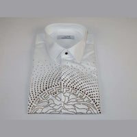 Mens CEREMONIA Shirt 100% Cotton Medusa Medallion Rhine Stones #STN 13 VRS white - J.Valintin Men's Wear Legend - 97085