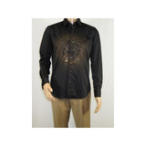 Mens CEREMONIA Shirt 100% Cotton Medusa Medallion Rhine Stones #stn 15 vrs black - J.Valintin Men's Wear Legend - 97080