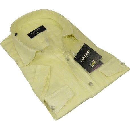 Men's Ciazzo Turkey 100% Linen Breathable Shirt Short Sleeves #Linen 22 Yellow - J.Valintin Men's Wear Legend - 101059