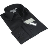 Men's Dress Shirt Christopher Lena 100% Cotton Wrinkle Free C507WS0R Black - J.Valintin Men's Wear Legend - 92388