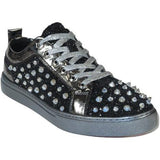 Mens Fancy Shoes By FIESSO AURELIO GARCIA, Spikes Rhine stones 2413 Black - J.Valintin Men's Wear Legend - 95059