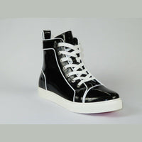 Mens High Top Shoes By FIESSO AURELIO GARCIA, Shiny Patent Leather 2416 Black - J.Valintin Men's Wear Legend - 95078