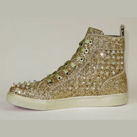 Mens High Top Shoes By FIESSO AURELIO GARCIA ,Spikes Rhine stones 2409 Gold - J.Valintin Men's Wear Legend - 95029