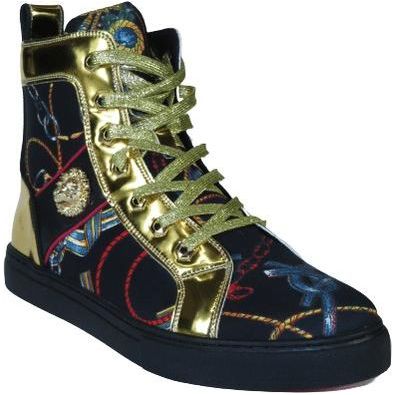 Mens High Top Shoes FIESSO by AURELIO GARCIA Chain Medusa Celebrity 2421 Black - J.Valintin Men's Wear Legend - 95103