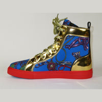 Mens High Top Shoes FIESSO by AURELIO GARCIA Chain Medusa Celebrity 2421 Blue - J.Valintin Men's Wear Legend - 95091