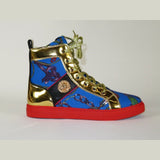 Mens High Top Shoes FIESSO by AURELIO GARCIA Chain Medusa Celebrity 2421 Blue - J.Valintin Men's Wear Legend - 95091