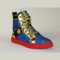 Mens High Top Shoes FIESSO by AURELIO GARCIA Chain Medusa Celebrity 2421 Blue - J.Valintin Men's Wear Legend - 95091