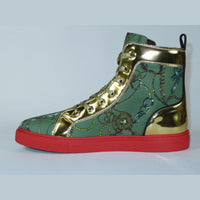 Mens High Top Shoes FIESSO by AURELIO GARCIA Chain Medusa Celebrity 2421 Green - J.Valintin Men's Wear Legend - 95097