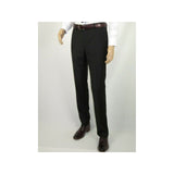 Men's Mantoni Flat Front Pants All Wool Super 140's Classic Fit 40901 Black - J.Valintin Men's Wear Legend - 9525