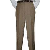 Men's Mantoni Flat Front Pants All Wool Super 140's Classic Fit 40901 Camel - J.Valintin Men's Wear Legend - 18648