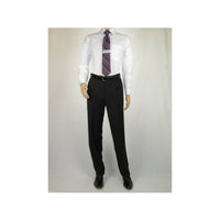 Men's MANTONI Pleated Dress Pants 100% Wool Super 140's Classic Fit 40901 Black - J.Valintin Men's Wear Legend - 9526