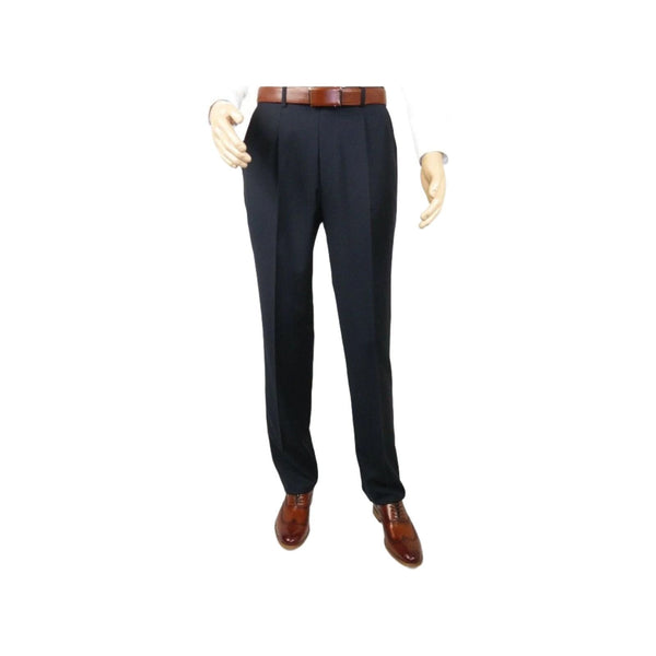 Mens MANTONI Pleated Dress Pants 100% Wool Super 140's Classic Fit 40901 Navy - J.Valintin Men's Wear Legend - 19308