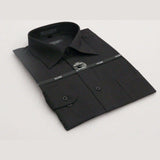 Mens Milani dress shirt soft cotton Blend easy wash business long sleeves Black - J.Valintin Men's Wear Legend - 5619