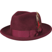 Men's Milani Wool Fedora Hat Soft Crushable Lined FD219 Burgundy - J.Valintin Men's Wear Legend - FD219 - Burgundy - S