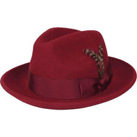 Men's Milani Wool Fedora Hat Soft Crushable Lined FD219 Red Wine - J.Valintin Men's Wear Legend - FD219 - Red - S