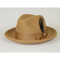 Men's Milani Wool Fedora Hat Soft Crushable Lined FD219 Tan Camel - J.Valintin Men's Wear Legend - FD219 - Tan - S