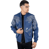 Mens Platini Bamber Jacket with Lion Rhinestone Design Zip up BMJ8133 Blue - J.Valintin Men's Wear Legend - 92083