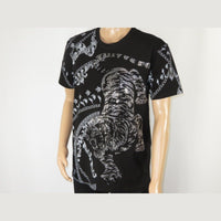 Mens PLATINI Sports Shirt With Rhine Stones Lion Chain STT8022 Black Lion - J.Valintin Men's Wear Legend - 92050