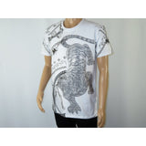 Mens PLATINI Sports Shirt With Rhine Stones Lion Chain STT8023 White - J.Valintin Men's Wear Legend - 92035