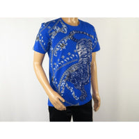 Mens PLATINI Sports Shirt With Rhine Stones Lion Chain STT8025 Royal Blue - J.Valintin Men's Wear Legend - 92055