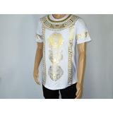 Mens PLATINI Sports Shirt With Rhine Stones Lion Medallion Chain SS3614 White - J.Valintin Men's Wear Legend - 92000