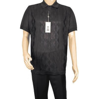 Mens Polo Shirt Slinky Sheer Short Sleeves Soft Touch by Stacy Adams 57007 black - J.Valintin Men's Wear Legend - 100070