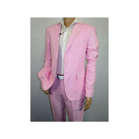 Mens Premium 100% Linen Cocktail Suit by INSERCH Breathable and cool SU880 Pink - J.Valintin Men's Wear Legend - 100661