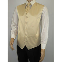 Men's Q Brand Formal Tuxedo Vest Tie and Hankie Satin #10 Beige 4X - J.Valintin Men's Wear Legend - 6576