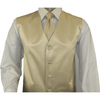 Men's Q Brand Formal Tuxedo Vest Tie and Hankie Satin #10 Beige 4X - J.Valintin Men's Wear Legend - 6576