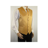 Men's Q Brand Formal Tuxedo Vest Tie and Hankie Satin #10 plain Gold - J.Valintin Men's Wear Legend - 6585