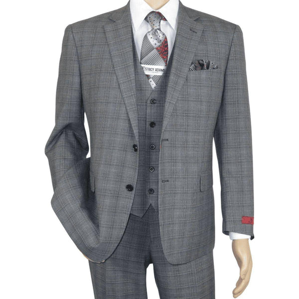 Mens Renoir 3 Piece Vested Suit Glen Plaid Notch Lapel Business 278 - 1 Gray New - J.Valintin Men's Wear Legend - 28301