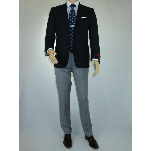 Men's RENOIR Classic Blazer 100% Wool Side vents Metal Buttons Notch 509 - 2 Navy - J.Valintin Men's Wear Legend - 21544