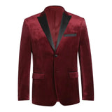 Men's Renoir Velvet Tuxedo Blazer Jacket Satin Peak Lapel Slim 290 - 8 Burgundy - J.Valintin Men's Wear Legend - 290 - 8 Burg - 38R