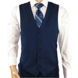 Men's RENOIR Vest Wool 140's Adjustable, Two Pockets 508 - 19 Navy Blue - J.Valintin Men's Wear Legend - 80059