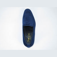 Mens Santino Luciano Shoes Soft Velvet Slip on Loafer Formal C351 Navy Blue - J.Valintin Men's Wear Legend - 99013