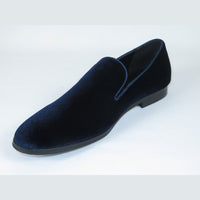 Mens Santino Luciano Shoes Soft Velvet Slip on Loafer Formal C351 Navy Blue - J.Valintin Men's Wear Legend - 99013