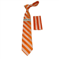 Mens Satin Tie Hankie set Stacy Adams Shadow Stripe Fashion Formal St103 Orange - J.Valintin Men's Wear Legend - 24904